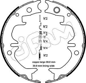 Handbroms delar - Bromsbackar, sats, parkeringsbroms CIFAM 153-442K