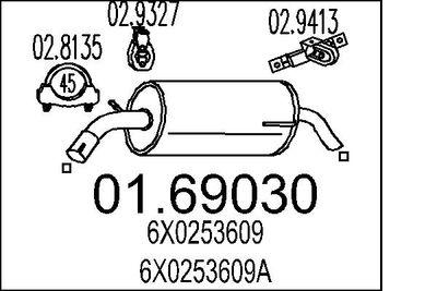 Avgasdämpare - Bakre ljuddämpare MTS 01.69030