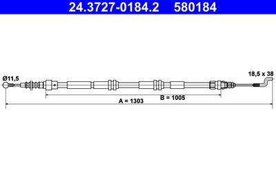 Parkeringsbromskablar - Vajer, parkeringsbroms ATE 24.3727-0184.2