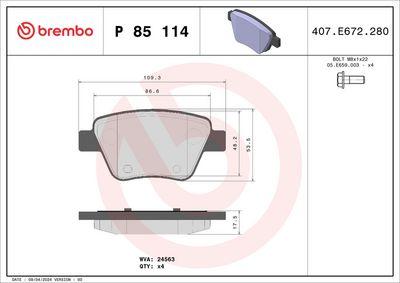 Bromsbelägg - Bromsbeläggssats, skivbroms BREMBO P 85 114