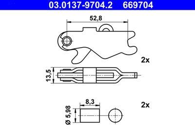 Handbroms delar - Tillbehörssats, bromsbackar, parkeringsbroms ATE 03.0137-9704.2