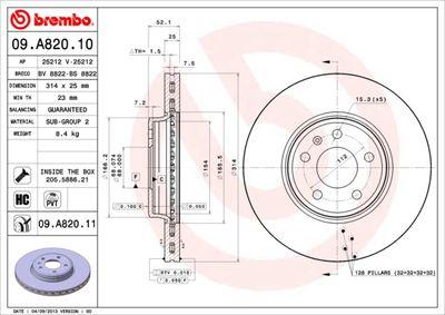 Bromsskivor - Bromsskiva BREMBO 09.A820.11