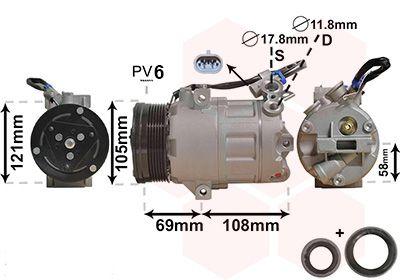 A/C-kompressor - Kompressor, klimatanläggning VAN WEZEL 3700K438