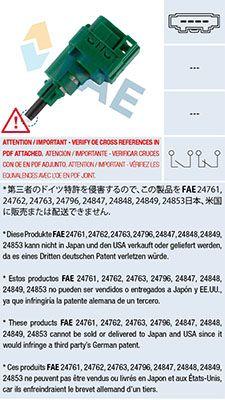 Bromsljusströmbrytare - Bromsljuskontakt FAE 24762