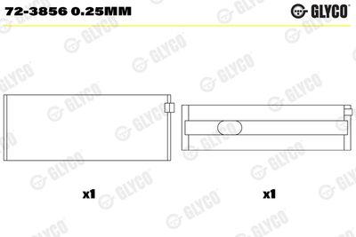 Vevaxellager - Vevlager GLYCO 72-3856 0.25mm