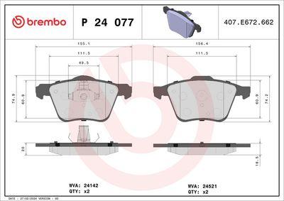 Bromsbelägg - Bromsbeläggssats, skivbroms BREMBO P 24 077