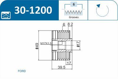 Frikopplingsnav - Frihjulskoppling, generator IJS GROUP 30-1200