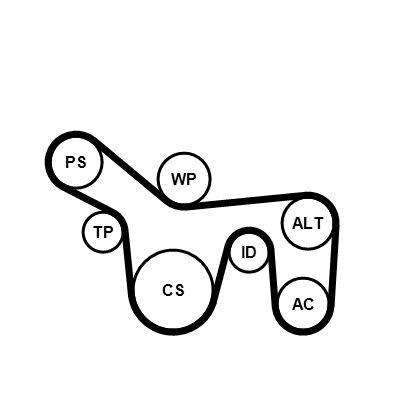 Vattenpump + serpentinremsats - Vattenpump + spårremssats CONTINENTAL CTAM 6PK1715WP2