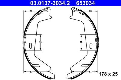 Handbroms delar - Bromsbackar, sats, parkeringsbroms ATE 03.0137-3034.2