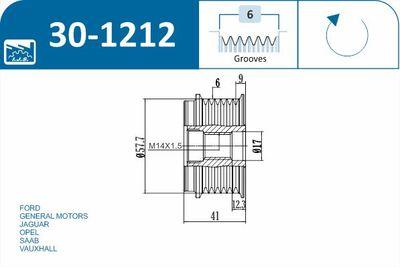 Frikopplingsnav - Frihjulskoppling, generator IJS GROUP 30-1212