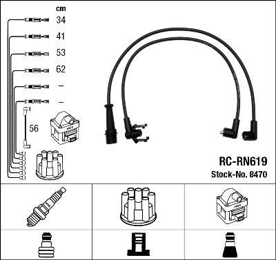 Tändkabel - Tändkabelsats NGK 8470