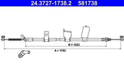 Parkeringsbromskablar - Vajer, parkeringsbroms ATE 24.3727-1738.2