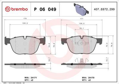 Bromsbelägg - Bromsbeläggssats, skivbroms BREMBO P 06 049