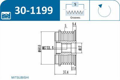 Frikopplingsnav - Frihjulskoppling, generator IJS GROUP 30-1199