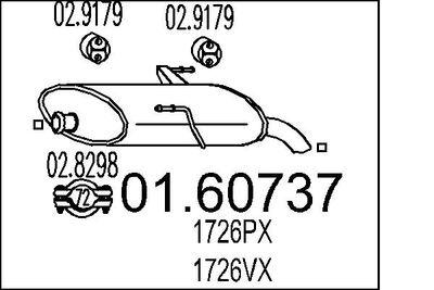 Avgasdämpare - Bakre ljuddämpare MTS 01.60737