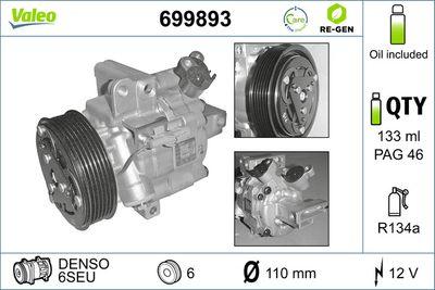 A/C-kompressor - Kompressor, klimatanläggning VALEO 699893