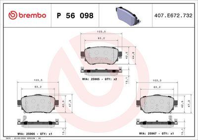 Bromsbelägg - Bromsbeläggssats, skivbroms BREMBO P 56 098