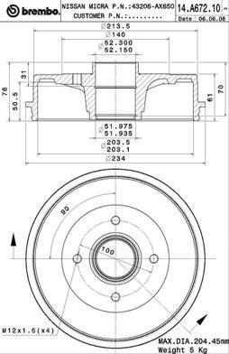 Bromstrummor - Bromstrumma BREMBO 14.A672.10