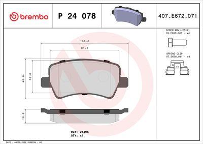 Bromsbelägg - Bromsbeläggssats, skivbroms BREMBO P 24 078