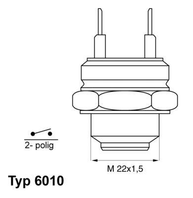 Temperaturfläkt, kylarradiatorfläkt - Termokontakt, kylarfläkt BORGWARNER (Wahler) 6010.70D