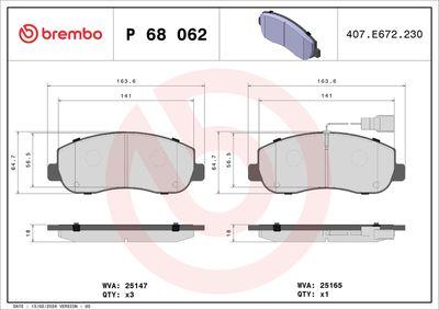 Bromsbelägg - Bromsbeläggssats, skivbroms BREMBO P 68 062