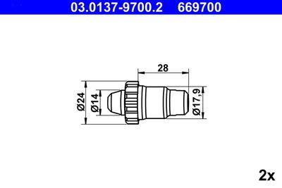 Handbroms delar - Tillbehörssats, bromsbackar, parkeringsbroms ATE 03.0137-9700.2