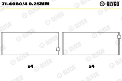 Vevaxellager - Vevstakslager GLYCO 71-4080/4 0.25mm