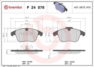 Bromsbelägg - Bromsbeläggssats, skivbroms BREMBO P 24 076