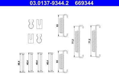 Handbroms delar - Tillbehörssats, bromsbackar, parkeringsbroms ATE 03.0137-9344.2