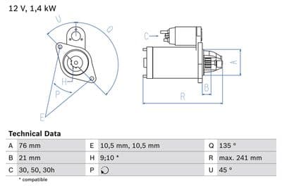 Startmotor - Startmotor BOSCH 0 986 014 840