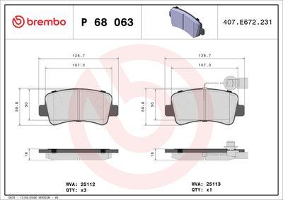 Bromsbelägg - Bromsbeläggssats, skivbroms BREMBO P 68 063