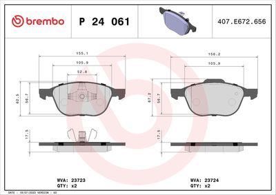 Bromsbelägg - Bromsbeläggssats, skivbroms BREMBO P 24 061