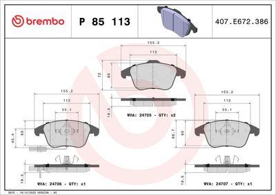 Bromsbelägg - Bromsbeläggssats, skivbroms BREMBO P 85 113