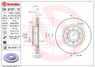 Bromsskivor - Bromsskiva BREMBO 09.9167.11