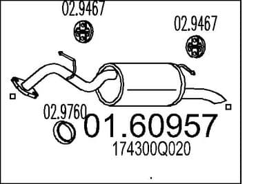 Avgasdämpare - Bakre ljuddämpare MTS 01.60957
