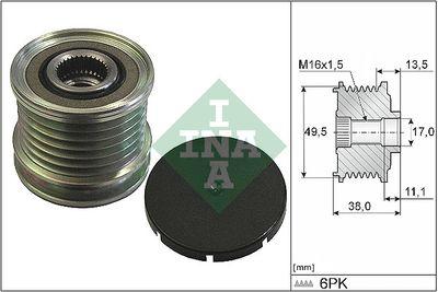 Frikopplingsnav - Frihjulskoppling, generator INA 535 0166 10