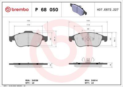 Bromsbelägg - Bromsbeläggssats, skivbroms BREMBO P 68 050