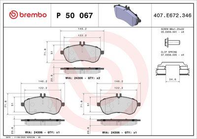 Bromsbelägg - Bromsbeläggssats, skivbroms BREMBO P 50 067