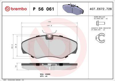 Bromsbelägg - Bromsbeläggssats, skivbroms BREMBO P 56 061