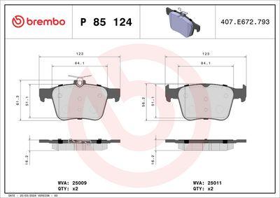 Bromsbelägg - Bromsbeläggssats, skivbroms BREMBO P 85 124