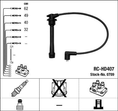 Tändkabel - Tändkabelsats NGK 0709