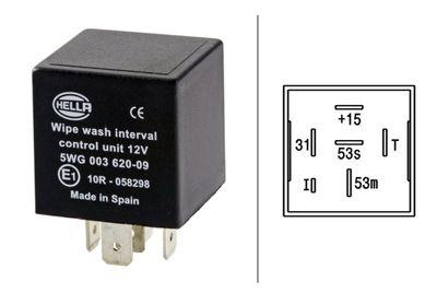 Relä, torkare / tvättintervall - Relä, torkarintervall HELLA 5WG 003 620-097