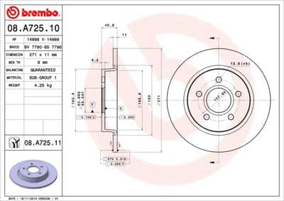 Bromsskivor - Bromsskiva BREMBO 08.A725.11