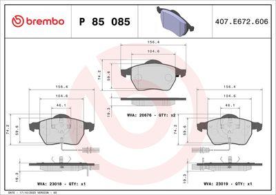 Bromsbelägg - Bromsbeläggssats, skivbroms BREMBO P 85 085