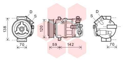 A/C-kompressor - Kompressor, klimatanläggning VAN WEZEL 3700K579