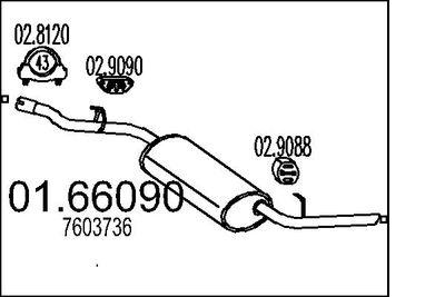 Avgasdämpare - Bakre ljuddämpare MTS 01.66090