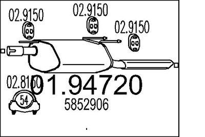 Avgasdämpare - Bakre ljuddämpare MTS 01.94720
