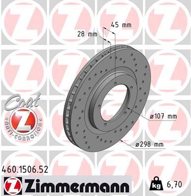 Bromsskivor - Bromsskiva ZIMMERMANN 460.1506.52