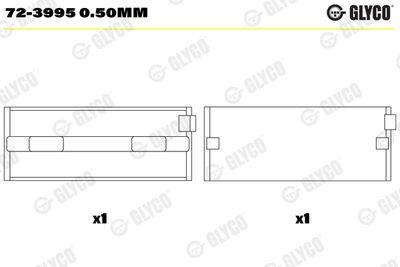 Vevaxellager - Vevlager GLYCO 72-3995 0.50mm