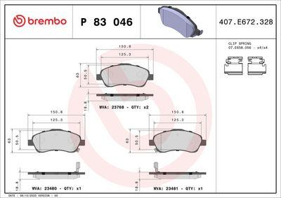 Bromsbelägg - Bromsbeläggssats, skivbroms BREMBO P 83 046